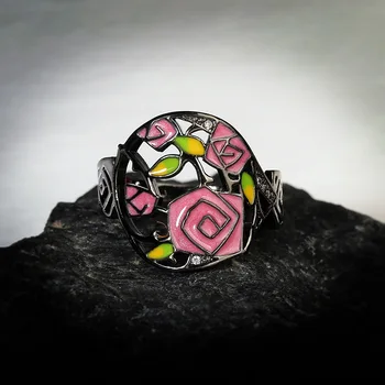 2020 vânzare Fierbinte Spini de trandafir inel doamnelor de mână-pictat email inel argint 925 floare inel pentru femei de moda de nișă inel de bijuterii cadou
