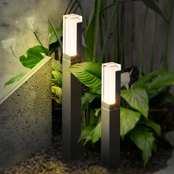 Thrisdar cu LED-uri Impermeabil Grădină cu Gazon, Lampa Aluminiu Stâlp de Lumină Moderne Curte în aer liber, Villa Peisaj Gazon Bolarzi Lumini
