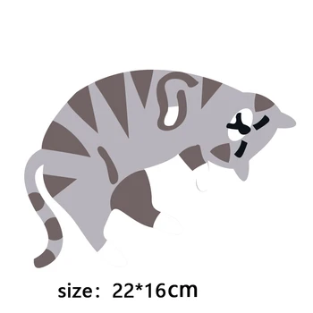 Amuzant pisica gri vinil de transfer fier pentru transfer termic pentru îmbrăcăminte de fier pe patch-uri de călcat autocolante dungi pentru haine usca нашивки