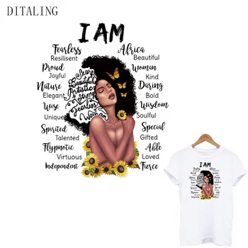 Negru Fata de Patch-uri Sunt Frumoase Africa Femeile Autocolant Pe Haine DIY Lavabil Patch-uri de Pe T-Shirt Transfer de Căldură Autocolant Appliqued