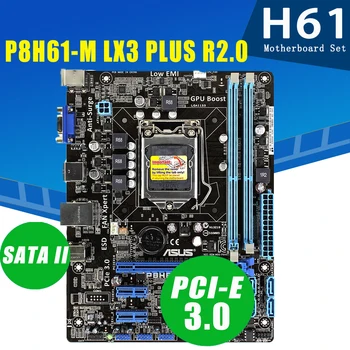 LGA 1155 Asus P8H61-M LX3 PLUS R2.0 Placa de baza cu procesor Intel Pentium G2030, 4GB DDR3 Placa de baza Stabilit 3GHz Placa de baza H61 Set de Folosit