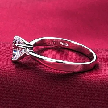 Solid 14K Aur Alb Simplu Inima Stil Mister 1Ct Diamante Inel de Nunta pentru Femei Gratuit de Servicii de Întreținere Toată Viața