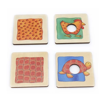 48pcs Montessori Puzzle din Lemn Jucarii Educative Blana Animalelor de Model de Potrivire de Bord Timpurie Mamă-copil Joc Interactiv