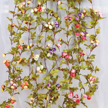 2.2 M Simulare Floare Trandafir Rattan Mătase Wisteria Ghirlanda Agățat Rattan Pentru Nunta Arc Grădină De Flori De Viță De Vie