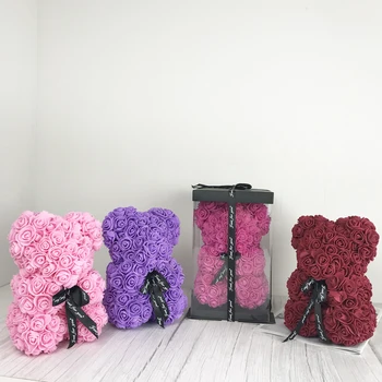 2020 Vânzare Fierbinte 25cm Urs de Trandafiri Flori Artificiale Acasă Nunta Festival DIY Ieftine de Nunta de Decorare Cutie de Cadou Cununa de Meserii
