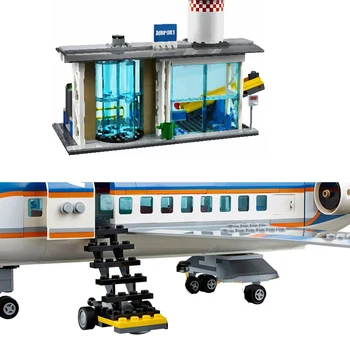 City Avion de Pasageri Stație de Aeroport Terminal de Autobuz Model de Masina Blocuri Caramizi Cifre Compatibil 60104 Pentru Copii cadouri