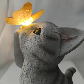 Noua Grădină Solar Fluture Cat de Lumină în aer liber de Sculptură animalieră Cat Meserii Ornament Lampa de Gradina pentru Terasa, Curte Gazon