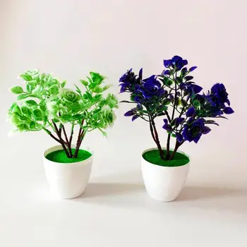 Plante Artificiale Decorative De Flori Decor Acasă Fals Flori Mici Mini-Ghiveci Pentru Bonsai Plante Verzi Cu Vaza