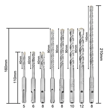 8pcs/lot 160mm Electric Hammer Drill Bits 5/6/8/10/12mm Cruce de Tip Wolfram Aliaj de Oțel SDS Plus pentru Zidărie de Beton Piatra Piatra