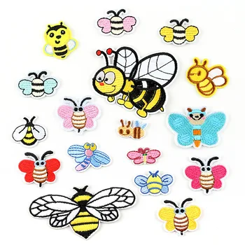 Personalizate en-Gros de Desene animate Autocolante Cârpă Haine de Patch-uri de Îmbrăcăminte pentru Copii Decor Broderie Animal Mic de Albine Fluture