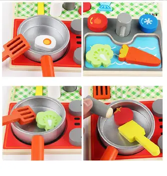 De Lemn Juca Bucătărie Casă De Jucărie Pretinde Joc Inghetata De Fructe Gratar Set Mini De Educație Alimentară Jucarii Copii Preșcolari Copii Cadouri