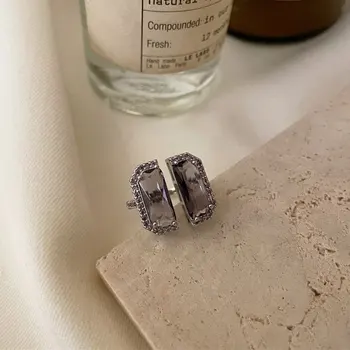 QMCOCO 2021 Noi Argint 925 pentru Femei Simplu Vintage Inel despicat INS Stil Reglabil Moda Pentru Femei Zircon Ring