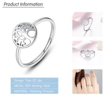 En-Gros De Moda 925 Sterling Silver Family Tree Ring Pomul Vieții Inel Pentru Femei Partid De Bijuterii Cadou