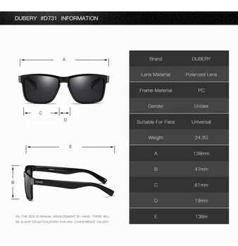DUBERY Epocă ochelari de Soare Polarizati Pentru Barbati Femei Pătrat Ochelari de Soare UV400