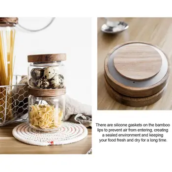 Sticlă De Stocare Borcan Transparent Bucătărie Alimentare Container De Depozitare Cu Capac De Bambus Pentru A Stoca De Cereale Făină De Orez, Zahăr, Făină