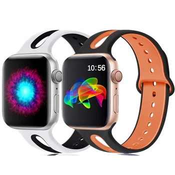 Curea din silicon Pentru Apple Watch band 44mm 40mm 38mm 42mm Respirabil sport watchband bratara correa apple watch serie se 6 5 4 3
