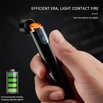 Tigara Electrica Bricheta USB Reîncărcabilă Cilindrică Putere Display Touch Sensing Tungsten Mini Portabil de Vânt Lumină