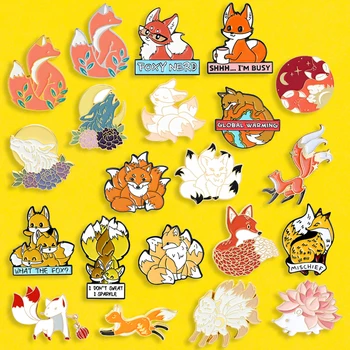Rafinat De Desene Animate Drăguț Pădure Vulpi Broșe Accesorii De Îmbrăcăminte Insigne Pin Metal Animal Brose Pentru Femei Insigna Ace Bijuterii