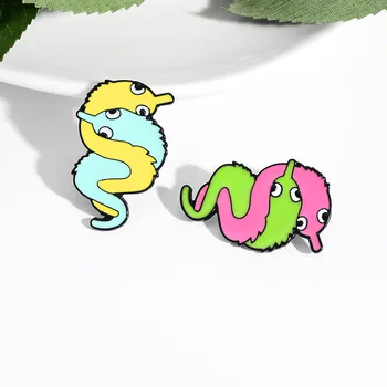 Culoare Răsucite Worm Email Brosa pentru Copii Desene animate Animale Seahorse Creatură Emblema Costum de Decorare Cadou
