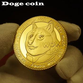 1 Bucată de Argint Placat cu Aur Amuzant Dogecoin DOGE Câine Drăguț Monedă Comemorativă Câine de Colectare Memorial Monede de Colectie