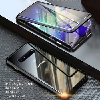 360 Full Metal Magnetic Caz Pentru Samsung Galaxy S8 S9 S10 S20Plus Nota 9 8 10 Plus S21 5G Caz Verso Capac Sticla
