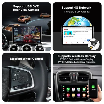 1280*720P Android 10.0 Masina Jucător de Radio Pentru Peugeot 107 Citroen C1 Toyota Aygo 2005-2013 de Navigare GPS WIFI Carplay Stereo