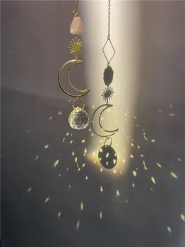 Crystal sun catcher prisma sun catcher luna de Cristal decor boem decor lumina de veghe curcubeu cristal de Cuarț semiluna