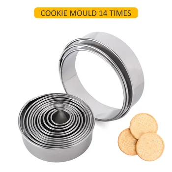 14pcs/Set din Oțel Inoxidabil Cookie Cutter Mucegai Oțel Inoxidabil Spuma de Inel Rotund Mucegai Tăietor de Biscuiti Cerc DIY Mousse de Mucegai