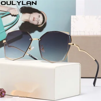 Oulylan Metal fără ramă de ochelari de Soare pentru Femei de Moda de Înaltă Calitate Gradient de Ochelari de Soare Femlae Design de Brand Tunderea UV400 Ochelari