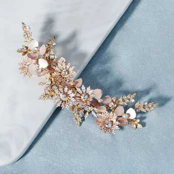 FORSEVEN Flori Frunze Cristal Mare Agrafe Agrafe de Susținere pentru Femei Fete Mireasa Noiva Nunta Bentițe de Bijuterii de Mireasă 2020