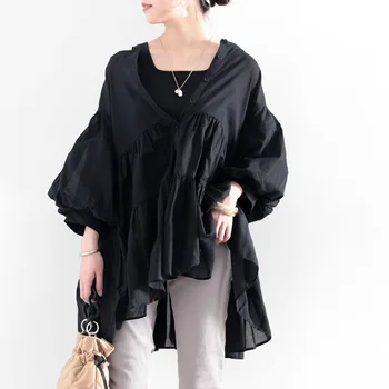 Bluza Buton Simplu Doamnelor Moda Mediu Și Lung Maneca Trei Sferturi Tricou 2021 Noi Femeile Dulce Haine