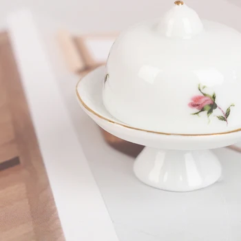 1 buc Ceramică DIY casă de Păpuși în Miniatură Tort Vasul se Acoperă Accesorii de Bucatarie Seturi Cadou pentru Copii