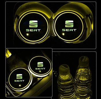 1x Led-uri Auto Ceașcă Băutură Titularul Logo Lumina de Încărcare USB Luminos Coaster Pentru Seat leon fr mk2 mk3 ibiza, Altea Accesorii Auto