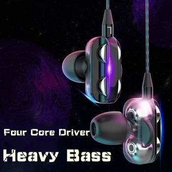 NOUL Stereo cu Fir Dublu de Acțiune Bobina de Casti Pentru Samsung Xiaomi Mare Bass 6D Stereo În Ureche Căști Auriculare Sport Căști