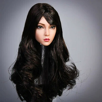 1/6 cap de femeie sculptură a crescut părul lung negru plantare cap de femeie sculptură de 12 inch mobile model de păpușă accesorii