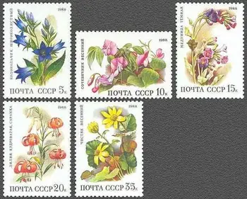 5Pcs/Set Noi CCCP Post de Timbru 1988 Flori În foioase Pădure URSS Stamps MNH