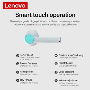 Original Lenovo QT83 Wireless Căști Căști Bluetooth Stereo Duale Bass Pavilioane Sport Impermeabil cu Microfon pentru Android/IOS
