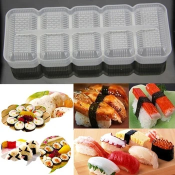 Japonia Sushi Mucegai 5Pcs Alimente Grad Plastic Nigiri Sushi Maker Minge de Orez Matrite 5 Role Filtru Non Stick de Presă Bento DIY Instrument de Bucatarie