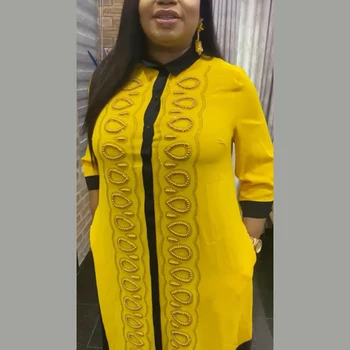 Turcia Pietre Lustruite Maxi Rochie Camasa din Africa mama rochie stretch moda Brodate rachete de Semnalizare