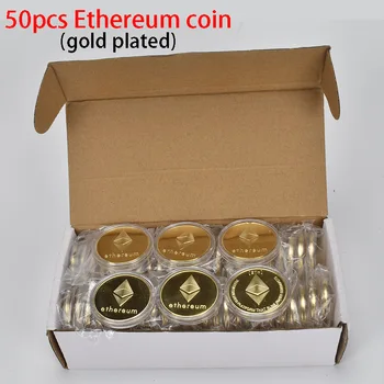 Ethereum monedă de 50 buc/Lot Aur Placate cu Argint Monede Cryptocurrency monede de Metal Decor Acasă CollectionGift Elemente