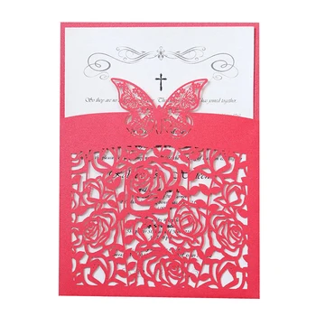 25Pcs Fluture Invitatie de Nunta Invitatii De Botez Cu Perla Material de Hârtie Tăiate cu Laser Felicitare Consumabile Partid