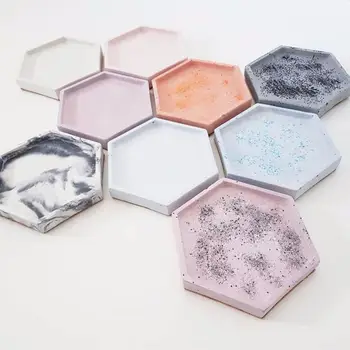 Hexagonale cupa pad silicon mucegai Ciment hexagonale tava de mucegai Sfeșnic de beton gips bijuterii tava de stocare