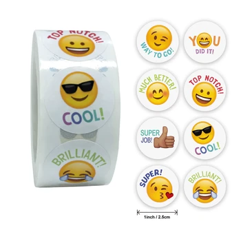 Autocolante 500 buc/rola Smiley încurajare, recompensă autocolant jucarie pentru copii decorare autocolant, eticheta