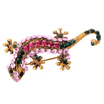Moda Romantic Animale Drăguț Gecko Broșe Aliaj de Cristal Șopârlă Femei Brosa Ace Insigne Haine Bijuterii Fată Cadouri de Nunta