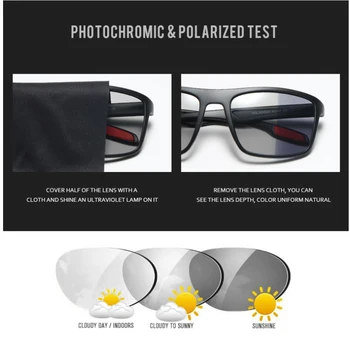 GRFISIA Pătrat Bărbați ochelari de Soare Polarizat de Înaltă Calitate, Lentile Fotocromice de Conducere Pescuit Ochelari de Soare Cadru Usor Ochelari XH3