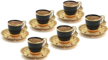 Set de Cafea de 6 Otoman arabă greacă Marocan Aur Negru Cești de Cafea Espresso Cana de Servire Set Cadou de Lux Autentice