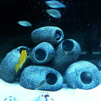 Acvariu de Amenajare a teritoriului decoratiuni rezervor de pește de Reproducere Bile Ceramice Rock Cichlid Piatra Adăpost Peștera Rezervor de Pește Iaz Ornament