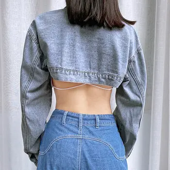 De bază, Jachete Femei de Primavara Chic Harajuku Femei Trunchiate Uza de Design de Moda All-meci Ins Streetwear Albastru Estetice Fierbinte de Vânzare